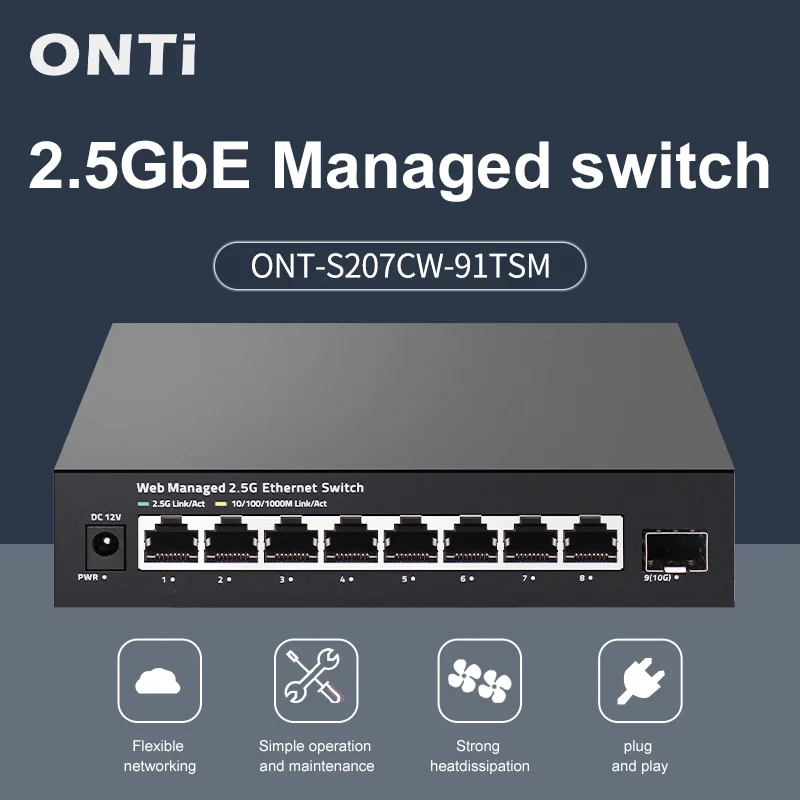Sfp+ 10G Managed Switch 8 Port - ONTi 2.5GbE beheerde switch, 8 poorten,